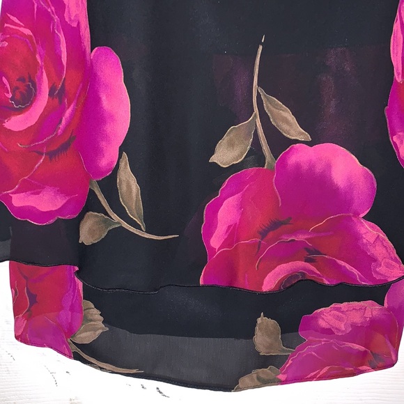 Black Floral Sleeveless Chiffon Overlay Lined Dress - Picture 7 of 9